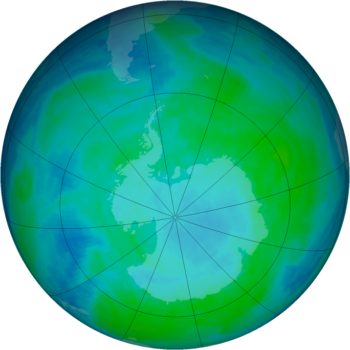 Antarctic ozone map for 09 January 1994